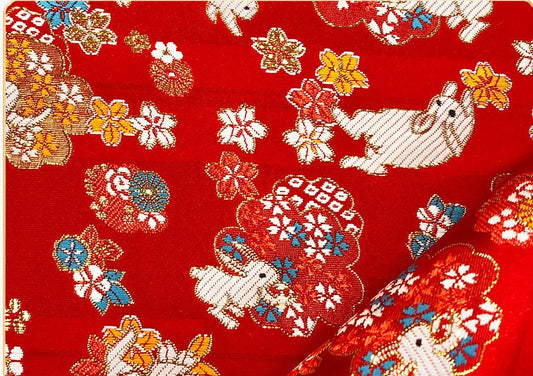 Sakura Rabbit Jacquard Brocade Fabric: 59" Wide Silk Rayon Blend