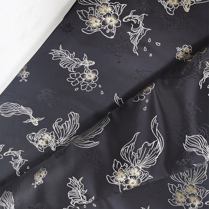 Goldfish Jacquard Fabric: Butterfly Flower Polyester Rayon Blend