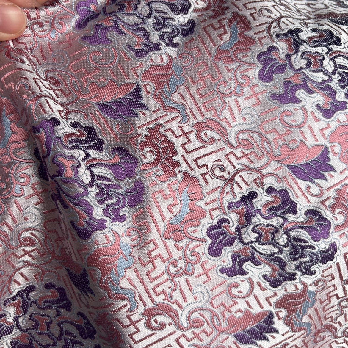 Floral Brocade Fabric: 59"W Chinese Wishful Sunflower Silk Rayon