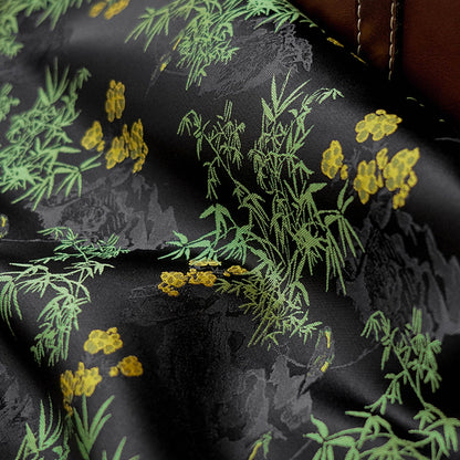 Tissu jacquard bambou oriental : 162,5 cm de large, polyester, matériau de couture
