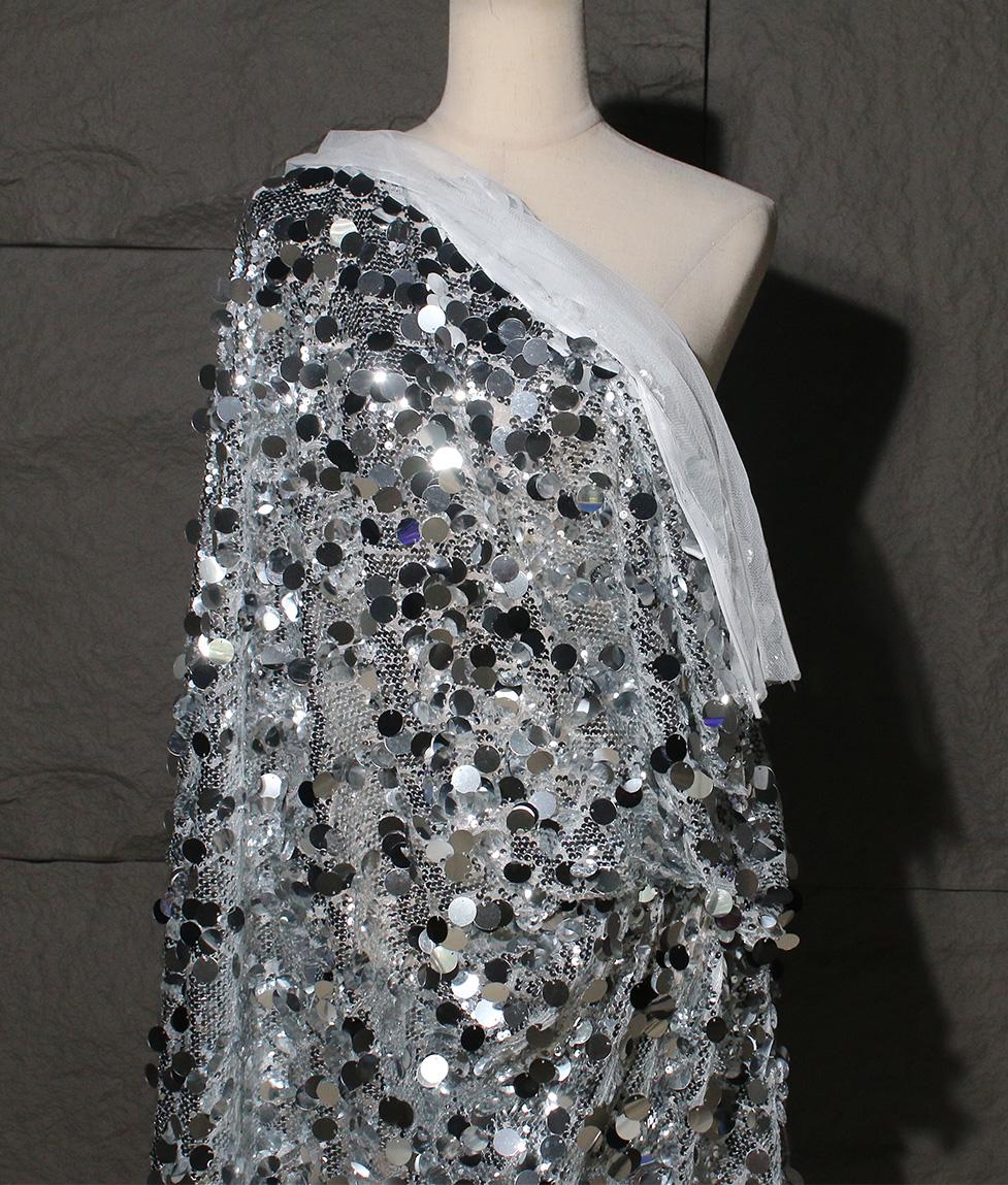 Fish Scale Sequin Mesh Fabric, Silver Symphony Gradient, DIY Sewing