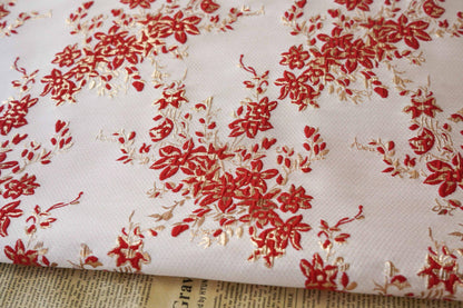 Gold Thread Floral Jacquard Fabric: 3D Oil Painting Texture, 55" Wide