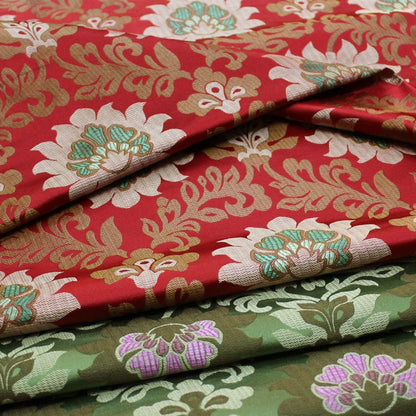 Tissu brocart Lotus Lurex : 75 cm de large, textile tibétain