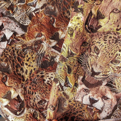 Tissu jacquard léopard tigre : revêtement d’ameublement tissé en relief, 152 cm de large