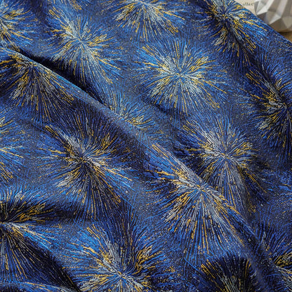 Gold Embroidered Jacquard Fabric: Luxury Floral Upholstery, Costume, Decor