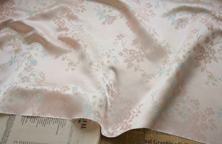 Floral Print Satin Fabric: Soft Polyester Material, 65" Wide