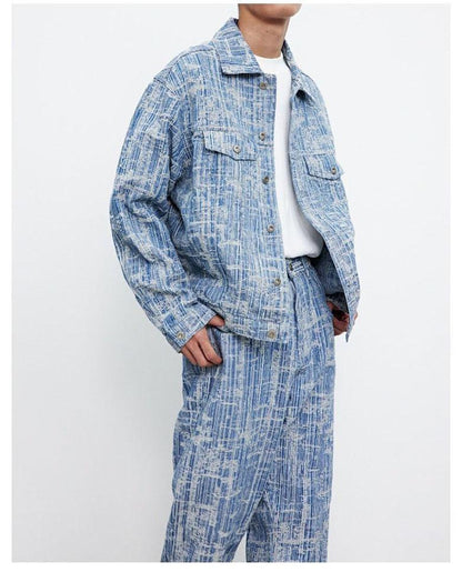 Washed Denim Fabric: Jacquard Cotton Textile for DIY Crafts