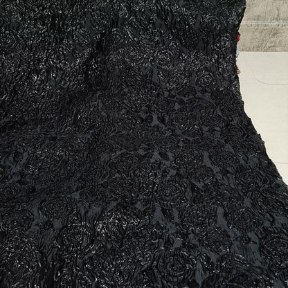 Metallic Rose Jacquard Fabric: 3D Texture, 54" Wide