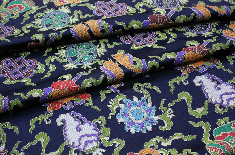 Chinese Brocade Fabric: Silk Rayon Jacquard, Mongolian Gown Decoration