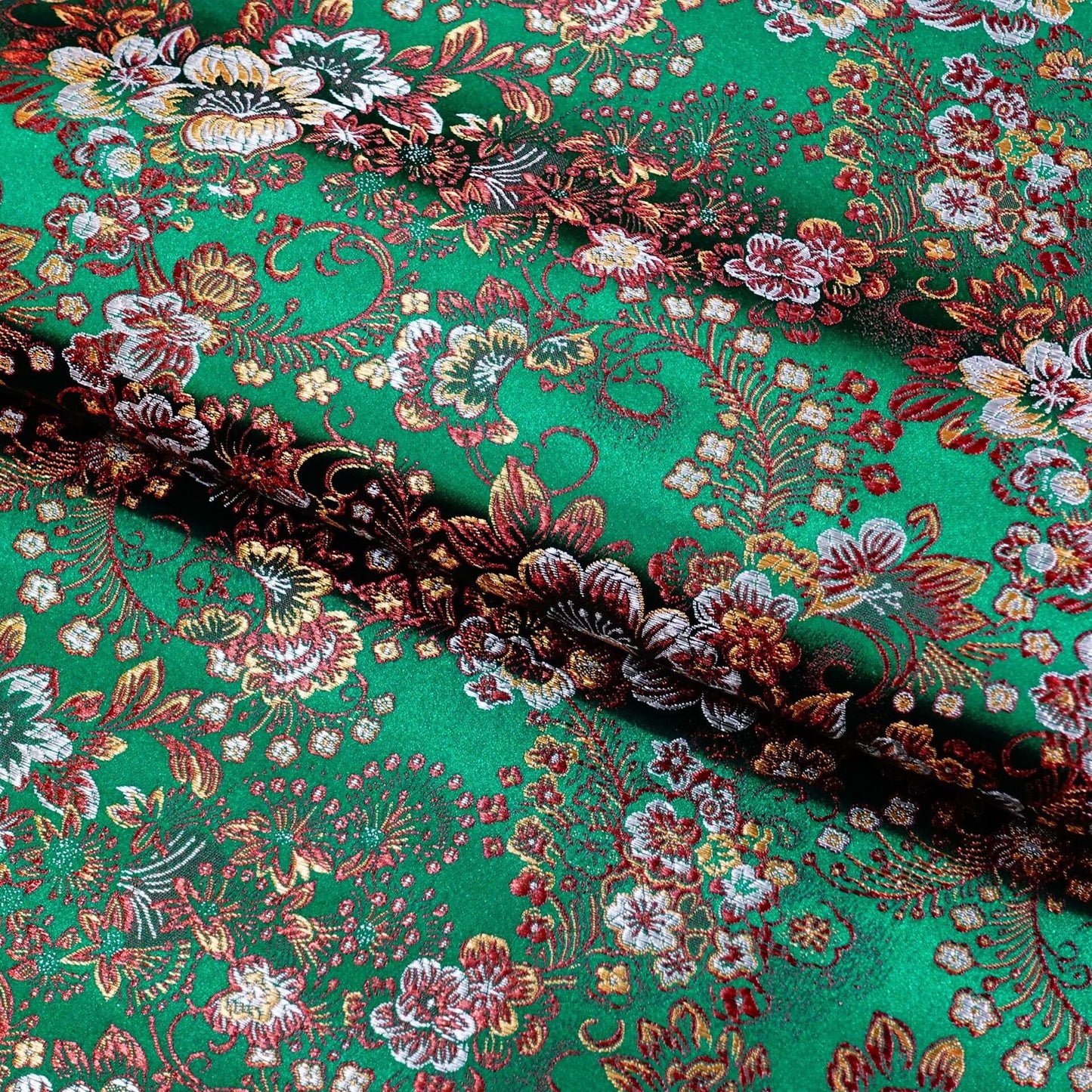 Peony Brocade Fabric: Colorful Cheongsam Qipao Sewing Material, 45"W