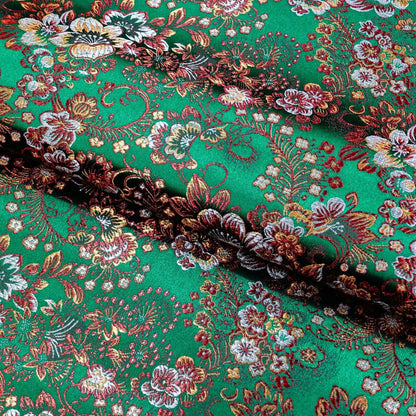 Peony Brocade Fabric: Colorful Cheongsam Qipao Sewing Material, 45"W