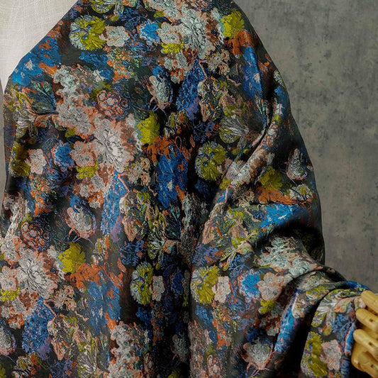 Gold Thread Jacquard Fabric: 3D Oil Painting Texture, 60" Wide