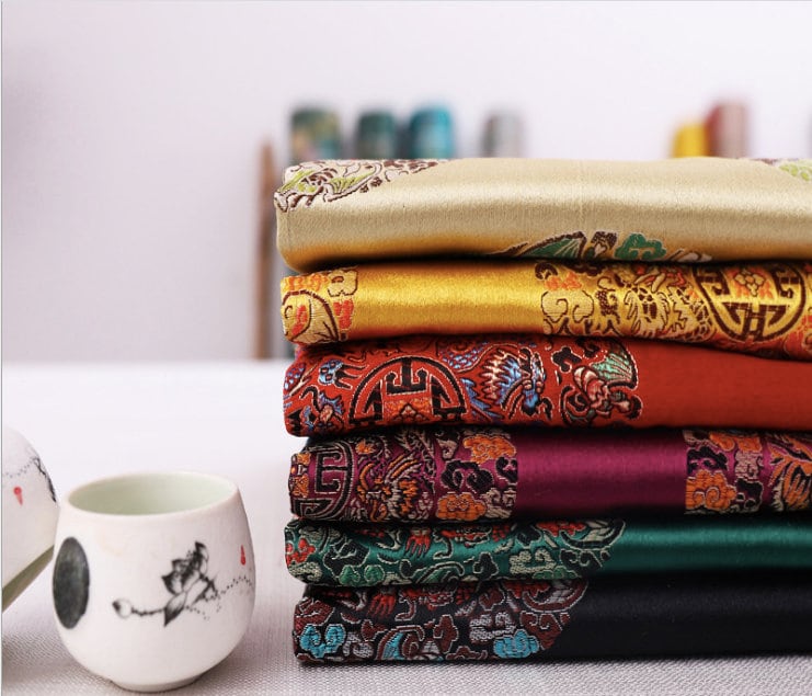 Five Dragons Brocade Fabric: Floral Jacquard Satin, Upholstery & Sewing