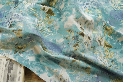 Gold Thread Jacquard Fabric: 3D Oil Painting Texture, 55" Wide