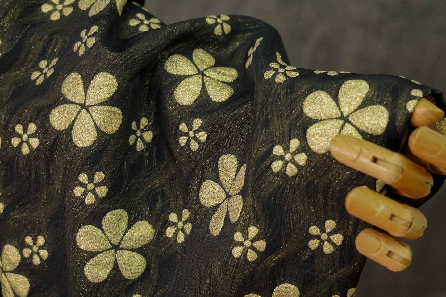 Gilded Flower Jacquard Woven Fabric: Embossed Gold Thread, 56" Wide