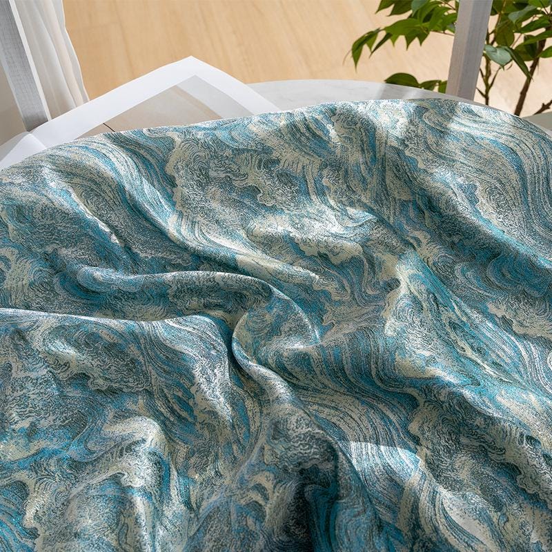 Ocean Waves Silk Rayon Brocade Fabric: 59" Wide Sewing Material