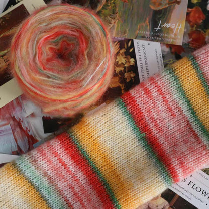 Rainbow Mohair Silk Yarn: Hand-Dyed Gradient Lace Knitting