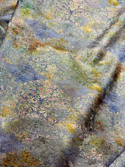 Oriental Silk Brocade Fabric: Gold Print Textile for Cheongsam, 55"Wide