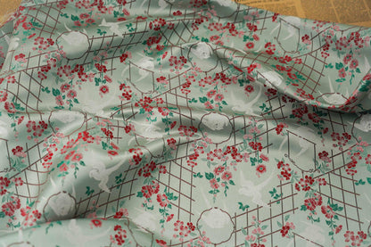 Bird Flower Jacquard Fabric: Grey Woven Upholstery, Drapery, Sewing (65"W By 1 Meter)