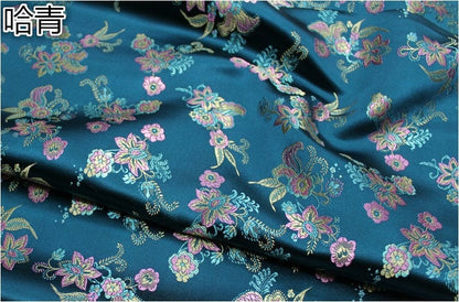 Tissu brocart à motifs floraux : mélange de soie et de rayonne, largeur 75 cm