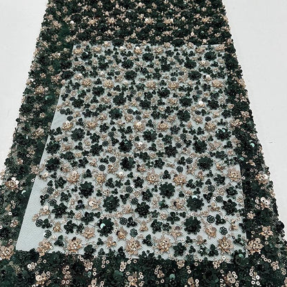 Embroidered Blossom Lace Fabric: Multi-Color Sequin Floral Appliqu��" Wide