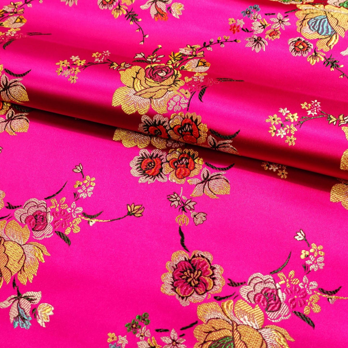 Floral Brocade Fabric: Turquoise Cheongsam Qipao Sewing Material (45"W)