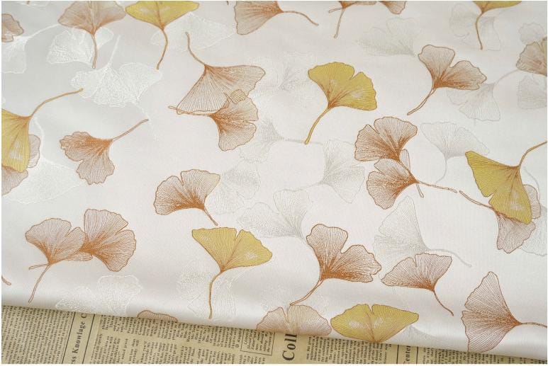Ginkgo Leaf Jacquard Fabric: Soft Polyester Upholstery & Costume DIY