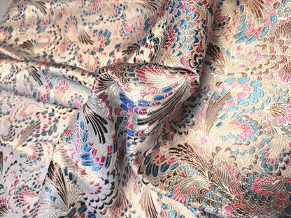 Celosia Silk Brocade Fabric: Cheongsam Qipao Upholstery, 29.5"W