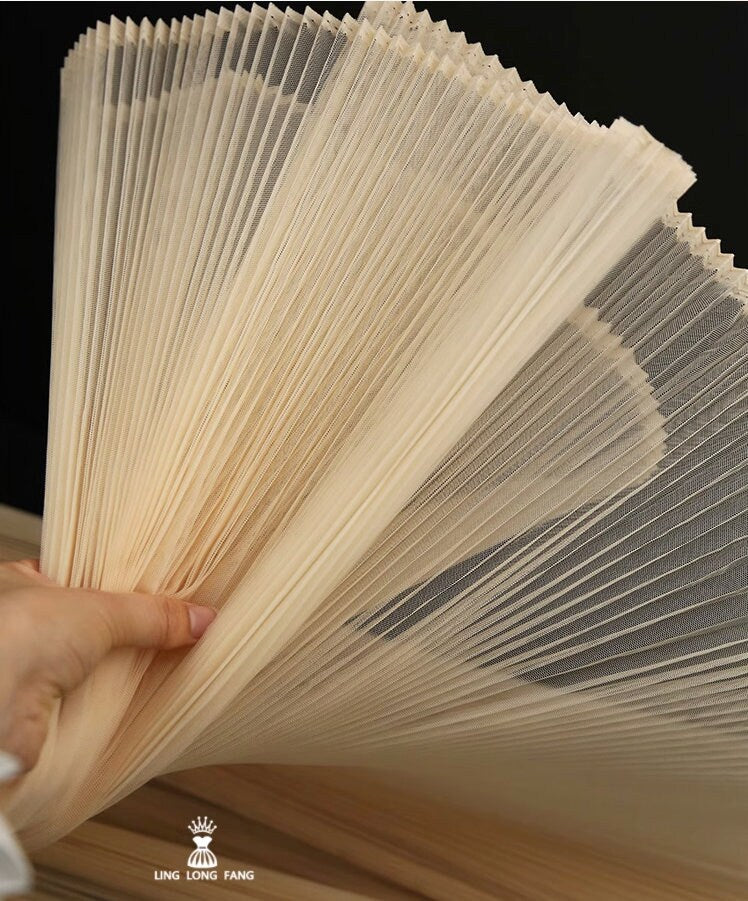 Pleated Organza Tulle Fabric: Stiff Yarn, 63" Wide Designer Material