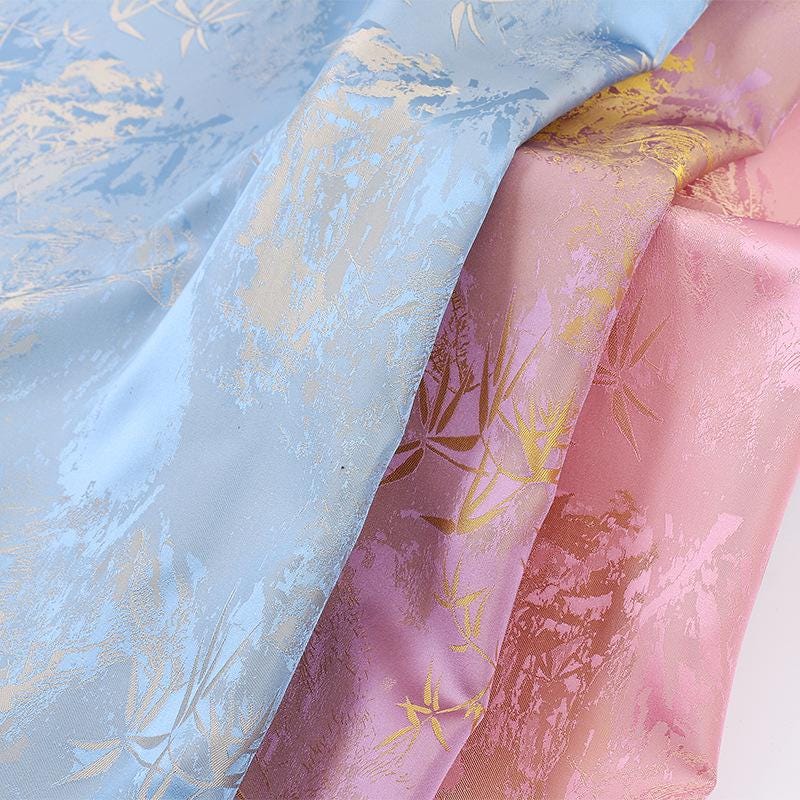 Two-Tone Jacquard Satin Fabric: 59"W Digital Print Gambiered Canton Gauze
