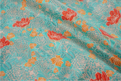 Tissu jacquard tissé à motif floral : rayonne polyester gaufrée en 3D, réversible