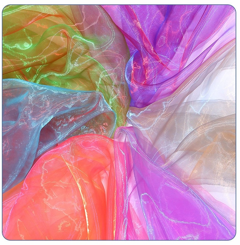 Two-Color Organza Fabric: 59" Wide Glass Yarn for Sewing, Costume, Wedding - By The Meter