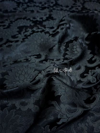 Tissu brocart de soie à motif de fleur de lotus : tapisserie pour coussin Cheongsam (29,5 po L)