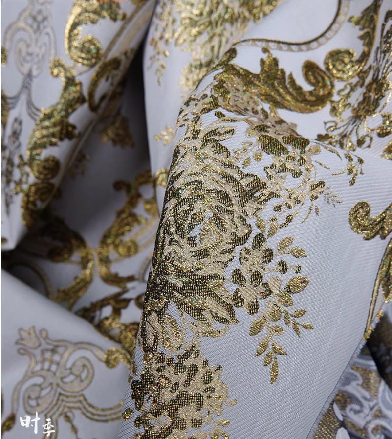 Jacquard Damask Fabric: Retro Palace Style, 55" Wide
