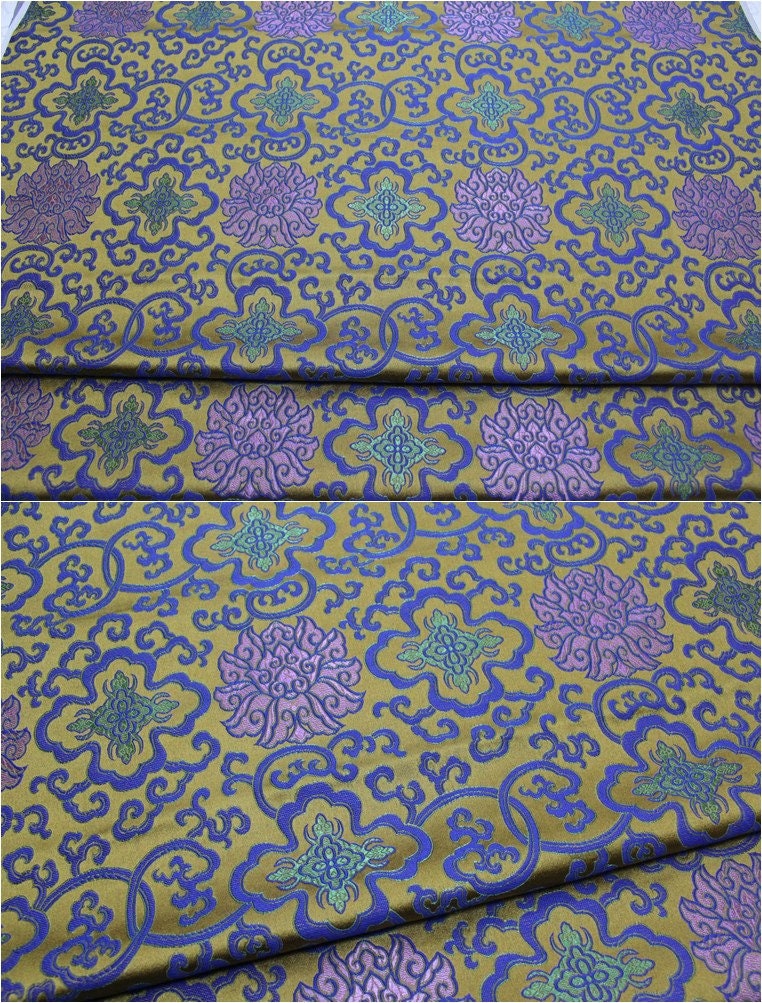 Floral Medallion Brocade Fabric: Silk Rayon Blend, 29.5" Wide
