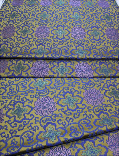 Floral Medallion Brocade Fabric: Silk Rayon Blend, 29.5" Wide