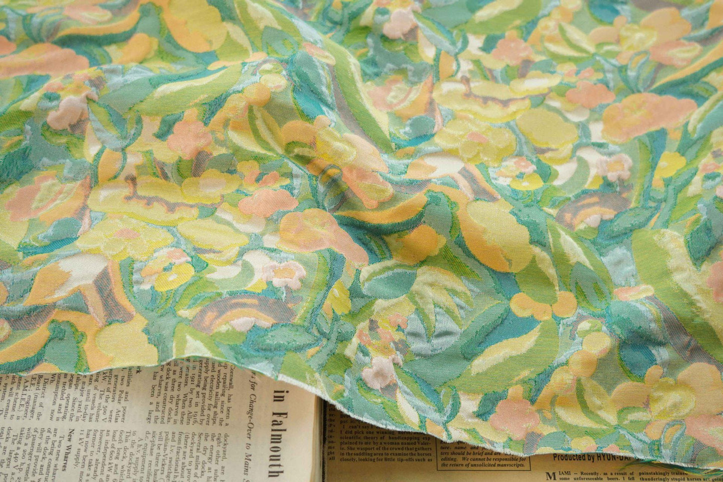 Gold Thread Jacquard Fabric: 3D Oil Painting Texture, 60" Wide