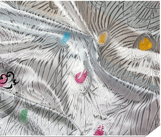 Peacock Tail Brocade Fabric: Silk Rayon Jacquard (29.5"W)