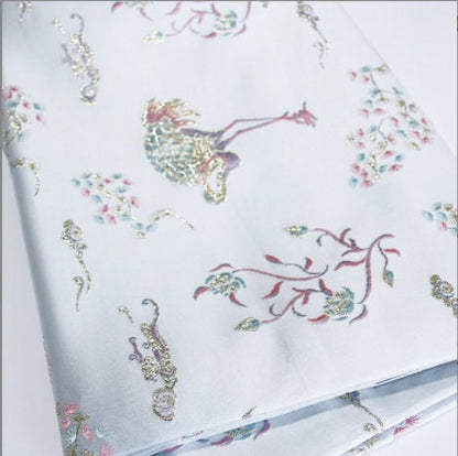 Gold Thread Damask Jacquard Fabric: Metallic Brocade, 57"W