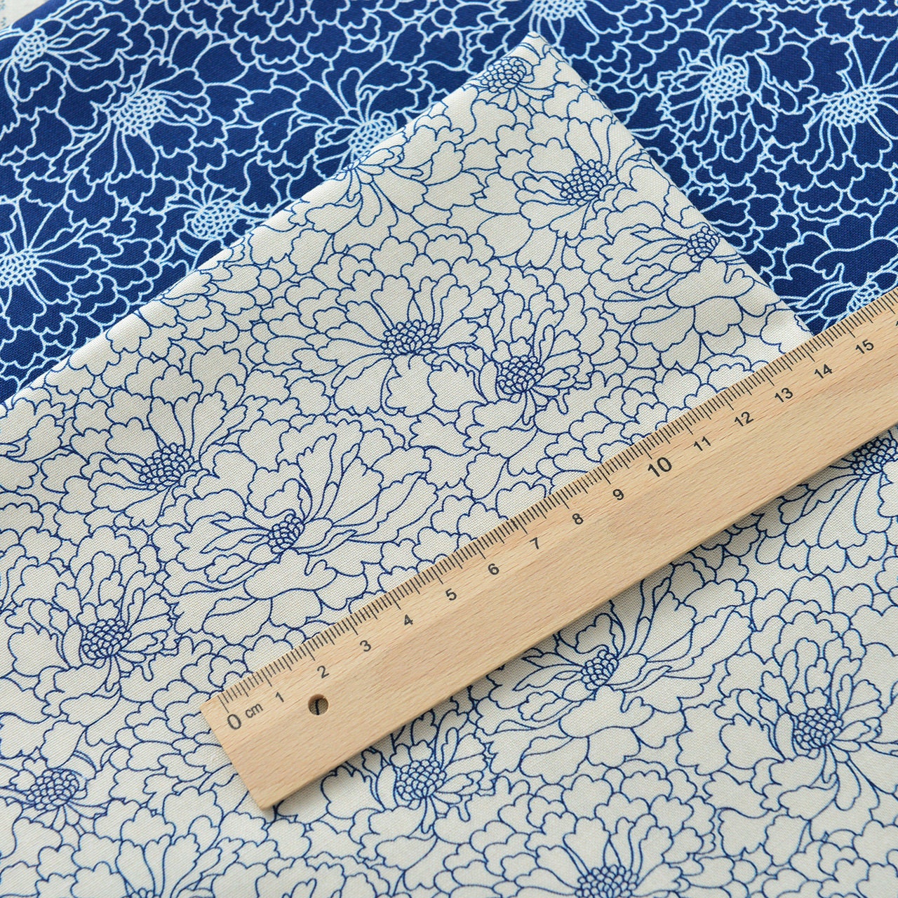 Japanese Cotton Fabric: Blue Koi Fish Print, Sewing & Upholstery