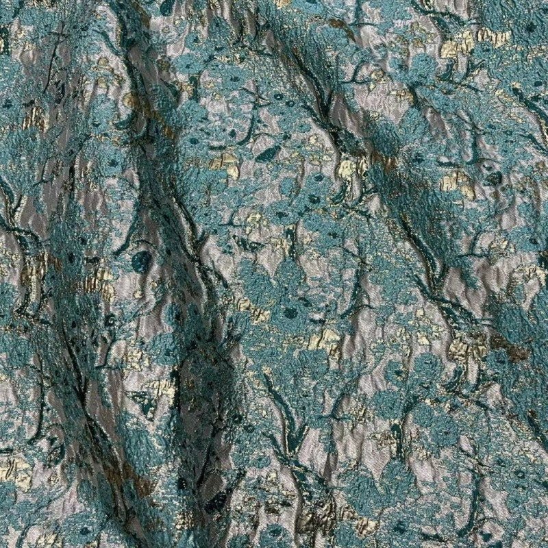 Malachite Green Jacquard Fabric: 100% Polyester Upholstery, Costume, Decor - 57"W
