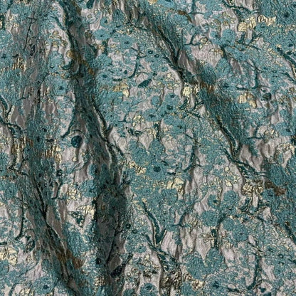 Malachite Green Jacquard Fabric: 100% Polyester Upholstery, Costume, Decor - 57"W