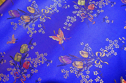 Royal Blue Floral Brocade Fabric: Chinese Sewing & Upholstery Fabric