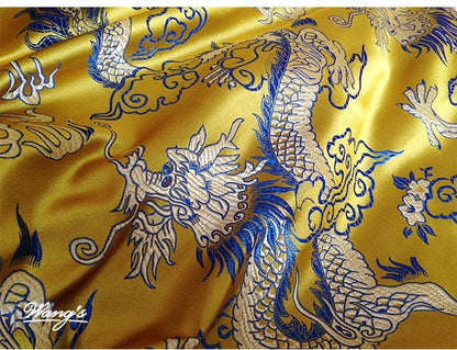 Tissu brocart Dragon d'or : satin jacquard chinois, tissu pour la couture et la décoration intérieure