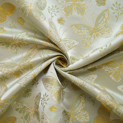 Gold Butterfly Brocade Fabric: Nishijin Kimono Style, 60" Wide