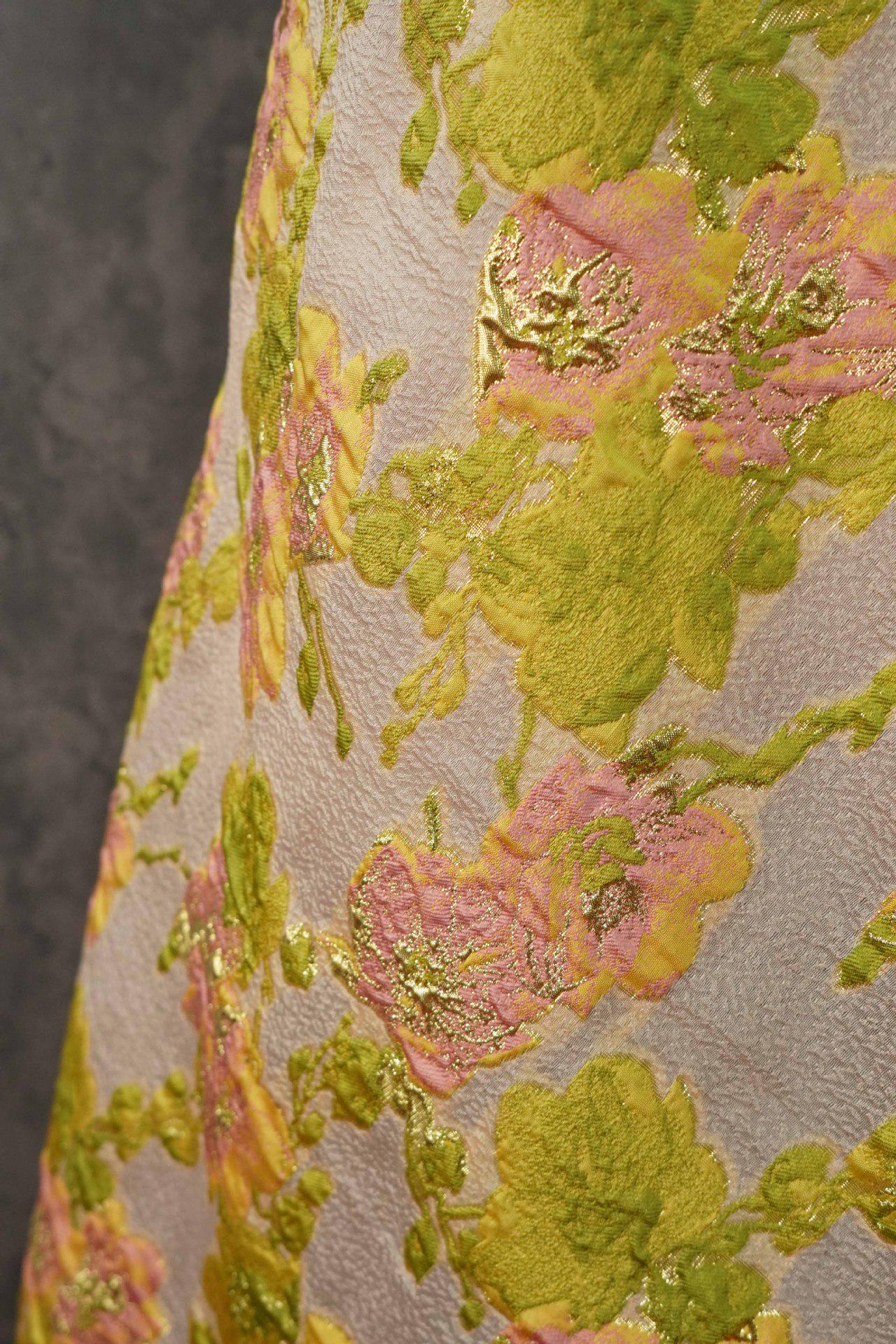Gold Thread Jacquard Fabric: Embossed European Designer Material, 53" Wide