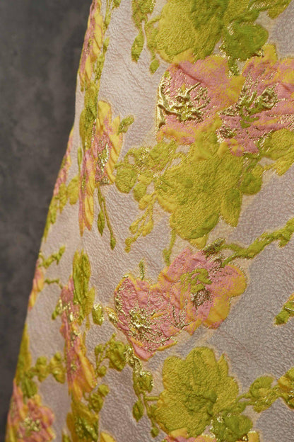 Gold Thread Jacquard Fabric: Embossed European Designer Material, 53" Wide