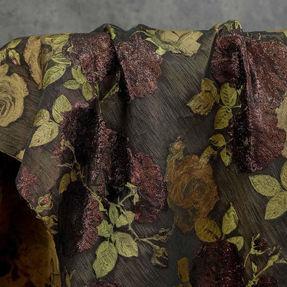 Rose Jacquard Brocade Fabric | Embossed Floral Dress Material, 59" Wide