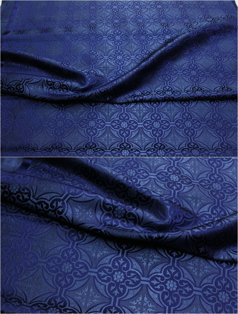 Plaid Brocade Fabric: Traditional Mongolian Robe Jacquard (29.5" W)