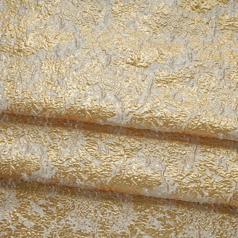Gold Metallic Jacquard Fabric: 3D Embossed Woven Upholstery, Costume, Decor (59"W)